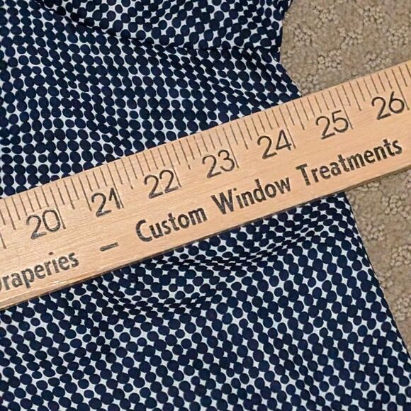 Chaps Geometric Print Semi Shear Blouse Navy 2X Polka Dot Collar Button Front - Picture 5 of 11